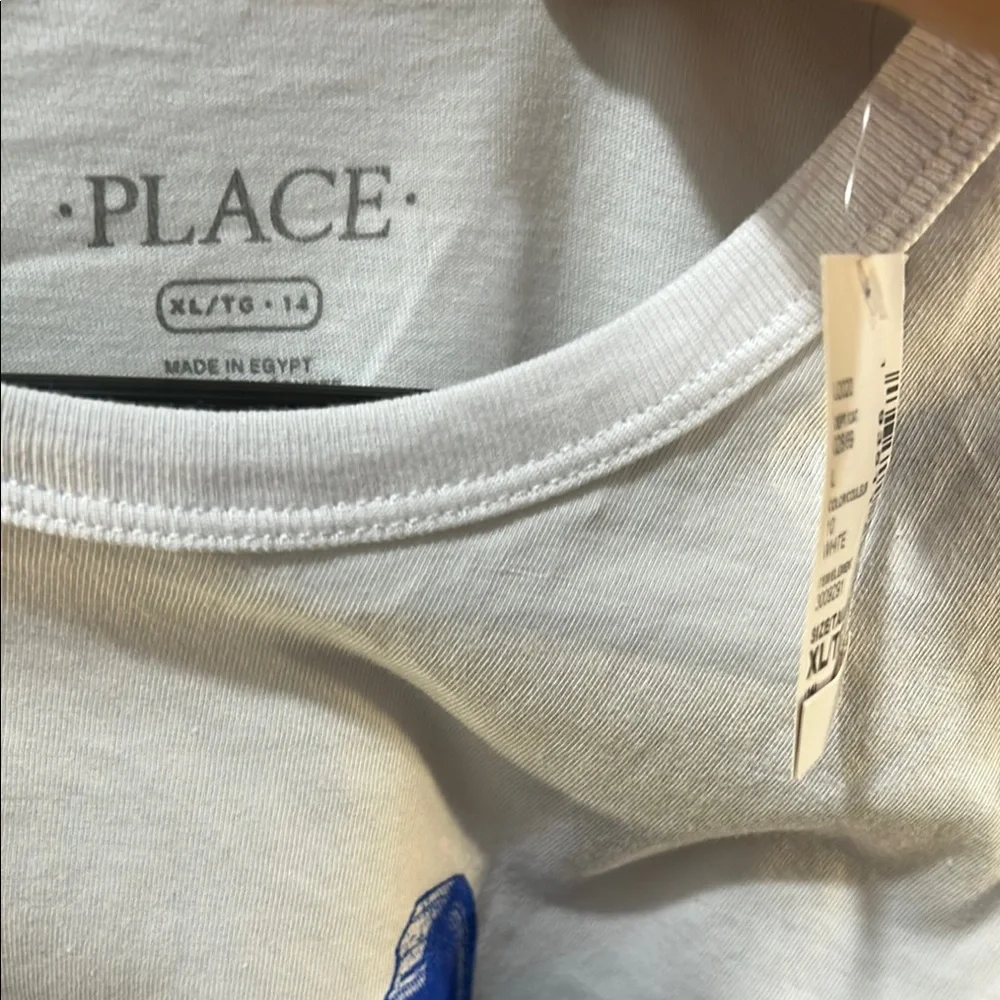 The children’s place White T-Shirt with Dinosaur DJ Graphic size XL 14 NWT